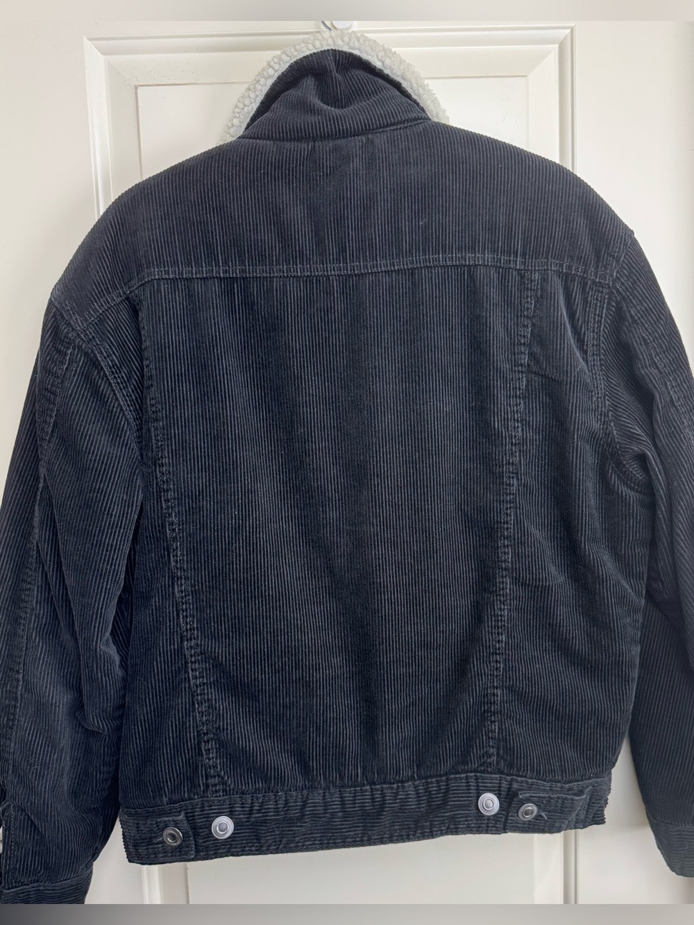 Forever 21 Men Black Corduroy Sherpa Lined Trucker Jacket Size M - Picture 4 of 6